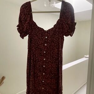 Lost + Wander Burgundy Floral Mini Dress